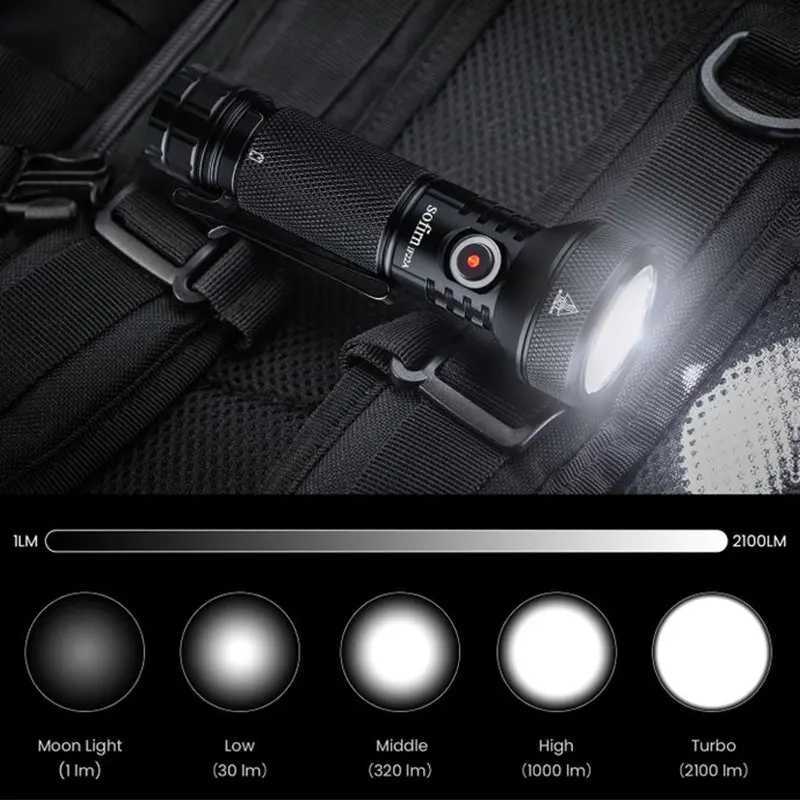 Sofirn IF22A 2100lm Flashlight 21700 Powerful Light SFT40 LED 680M Long Range USB C Rechargeable Charging Throw Torch W250701