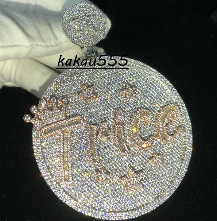 Iced Out Custom Moissanite Pendant Hip Hop VVS Diamond 925 Sterling Silver Men Chain with Fashion Round Letter Name Jewelry