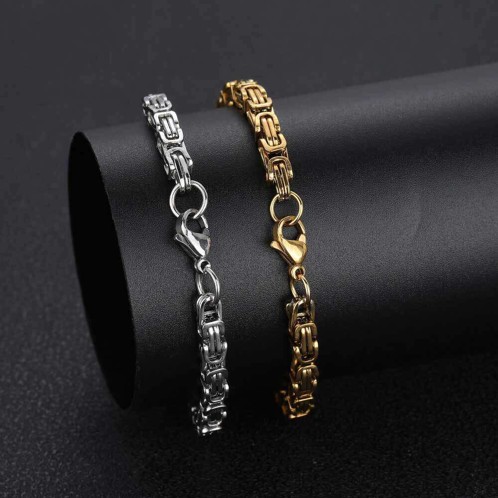 Hip Hop 4mm Stainless Emperor Chain Men's Necklace Titanium Steel Jewelry Personality Gold Bracelet Accessories 4767
