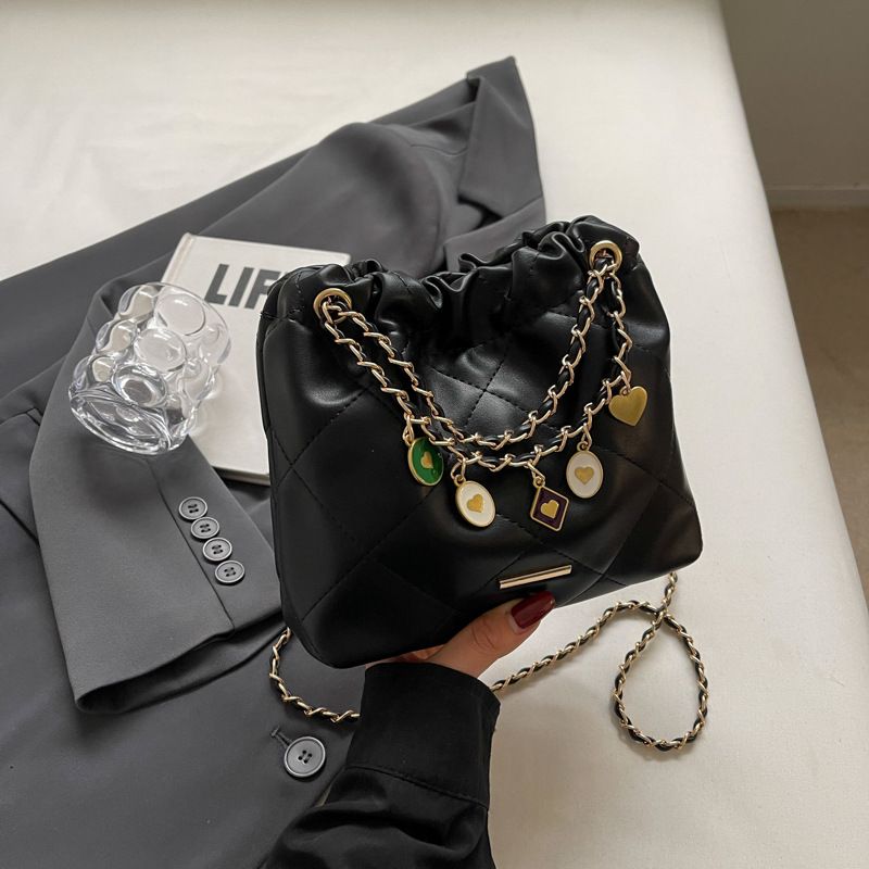 Free shipping new Single Shoulder Bags Women tote Square chain Dia grid water bucket crossbody bag9999