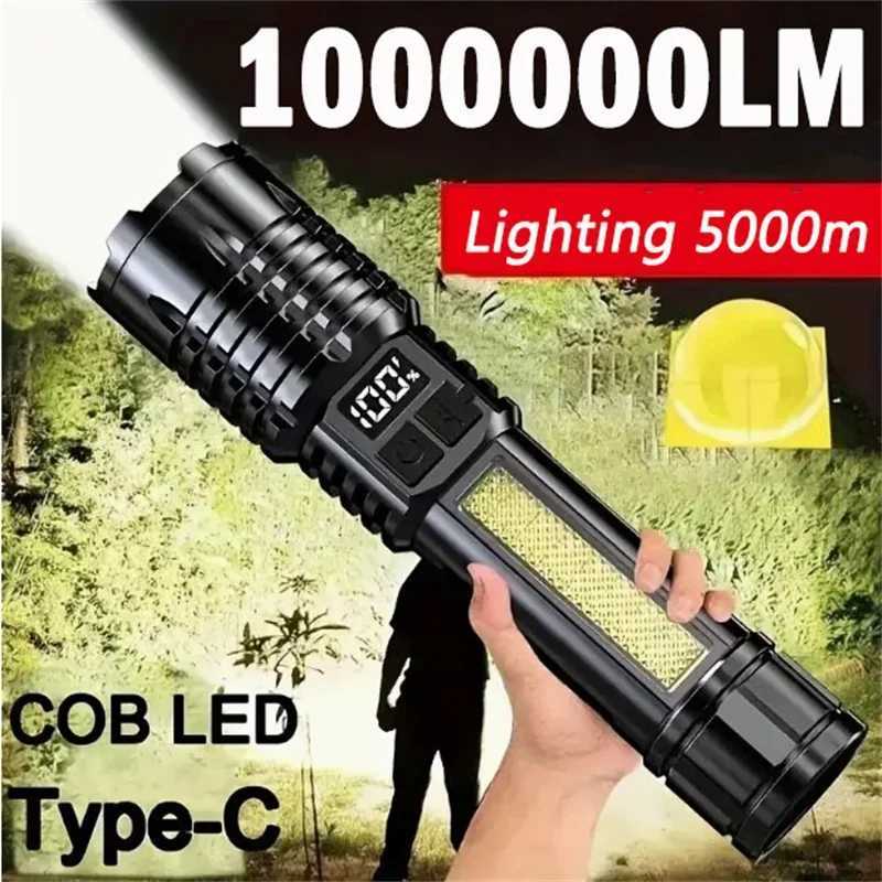 High Power Rechargeable LED Flashlight Very Strong LED Flashlight With Built-in Battery Torch For Outdoor Camping Hiking Fishing W250701