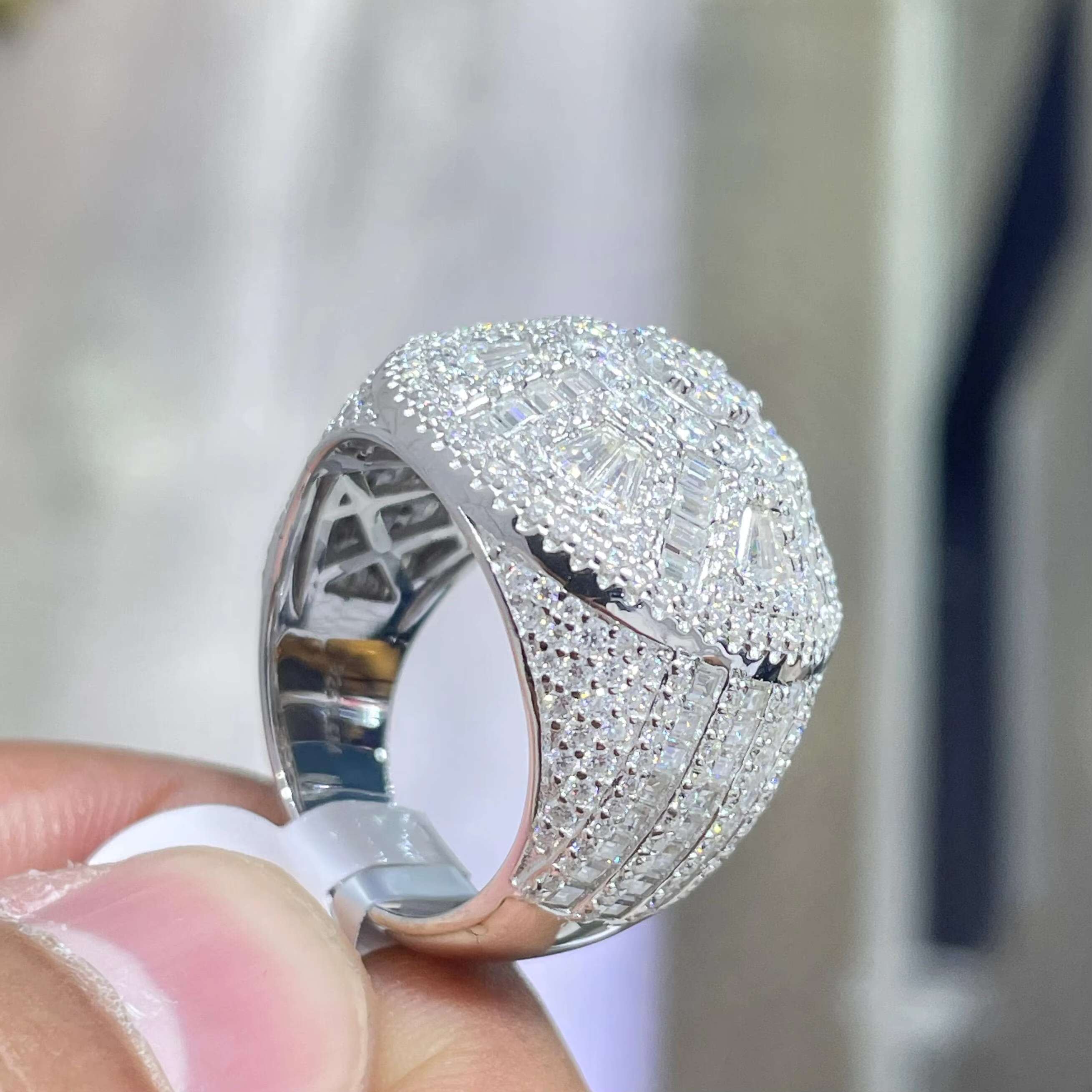 Trend Hip Hop VVS Moissanite Diamond ring 14K 18K White Gold Plated Luxurious Hip hop Ring Iced Out Custom Size Mens Ring