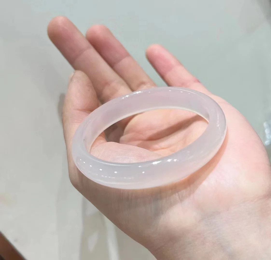 High Ice Jade Bangle Natural Pure White Chalcedony Bangle Exquisite High-end Jewelry Bracelet Decorative Accessories Crafts 250625
