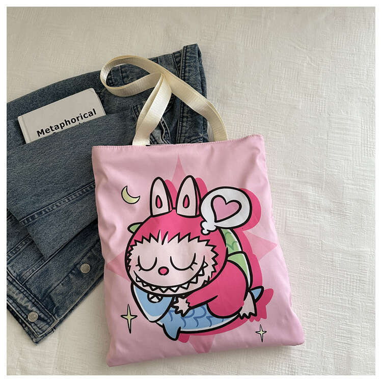 Free shipping 2025 New Labubu Single Eco-friendly Canvas Casual Shoulder Shopping Internet Celebrity Bag Cartoon