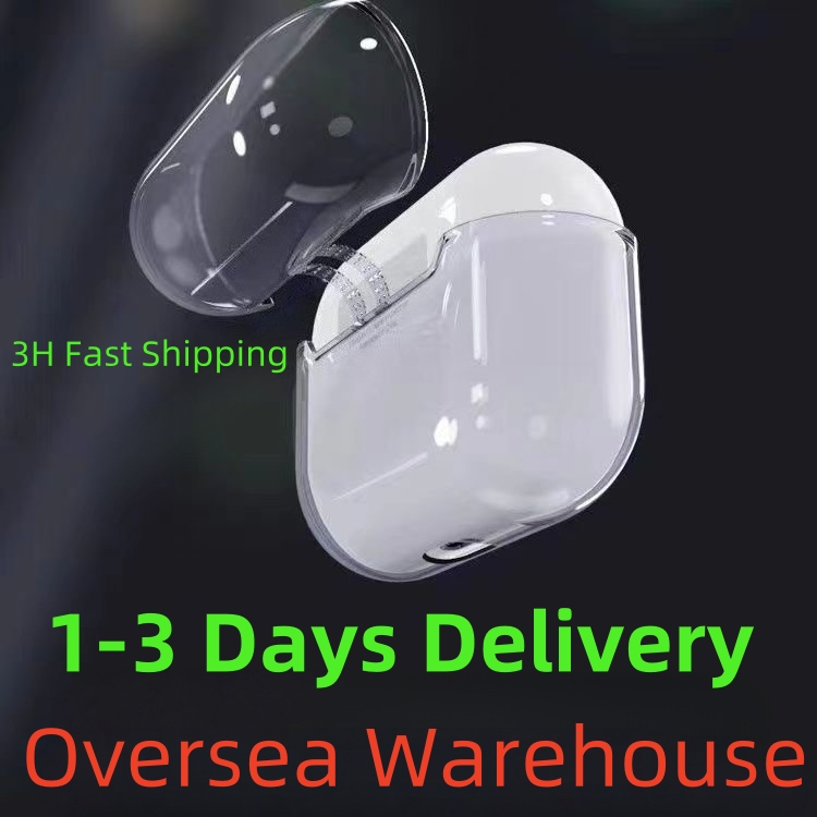 USA EU Stock For Airpods pro 2 4 air pods 2 3 4 Earphones Bluetooth Headphone Accessories Solid Transparent Cover Wireless Charging Box Shockproof Blank Case