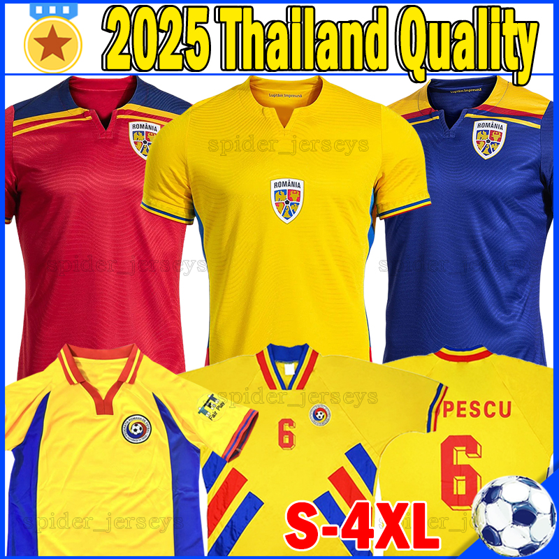 XXXL 4XL 2025 Romania national football team Soccer Jerseys Retro 1994 2000 Tricolor POPESCU 25 26 DRAGUS MITRITA BIRLIGEA Football Shirts Men Uniforms kids kits Set