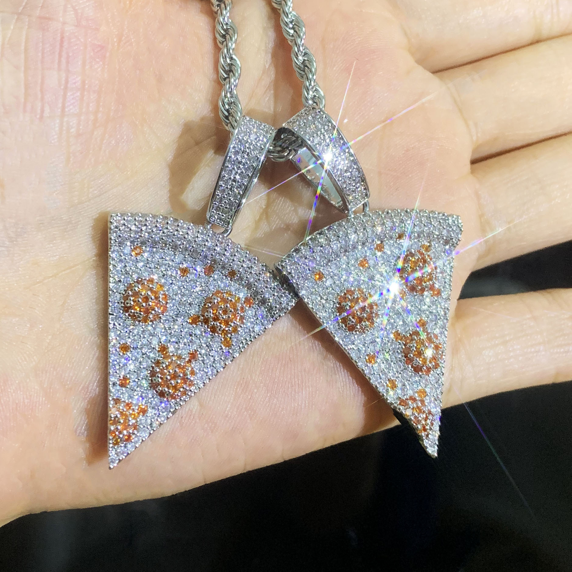 New Arrival Pizza Pendant Iced Out Bling Bling VVS Moissanite Personalized Trendy Necklace Jewelry Passes the Diamond Tester