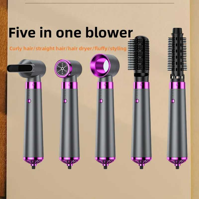 2025 Electric Hair Dryer 5in1 Multifunctional Hair Straightener Negative Ion Hair Care Curler Blow Dryer Styling Set Strong Wind O250626