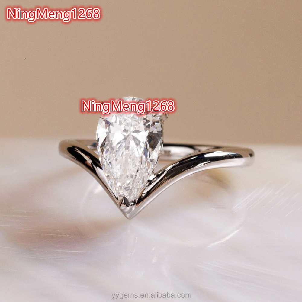 Custom Crafted Platinum 4.0CT Pear Drop Moissanite PT950 Low Set Engagement Ring Fine Jewelry Women Fine Rings