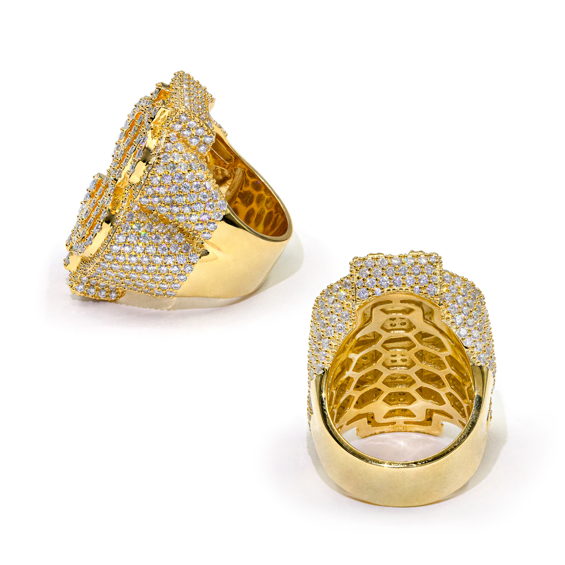Hot Selling GRA Certificate High Quality 925 Silver Gold Plated Fine Jewelry Iced Out Hip Hop Ring Moissanite Dollar Ring