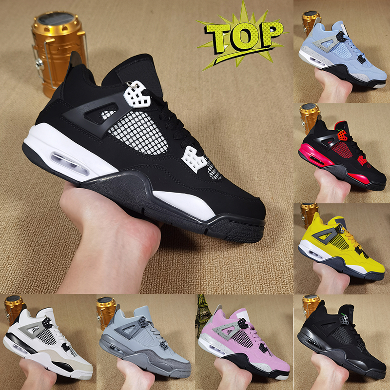 Mens 4 basketball shoes white red cement thunder navy 4s brick by brick forget me not university blue Military black cat pink oreo men women sports sneakers trainers