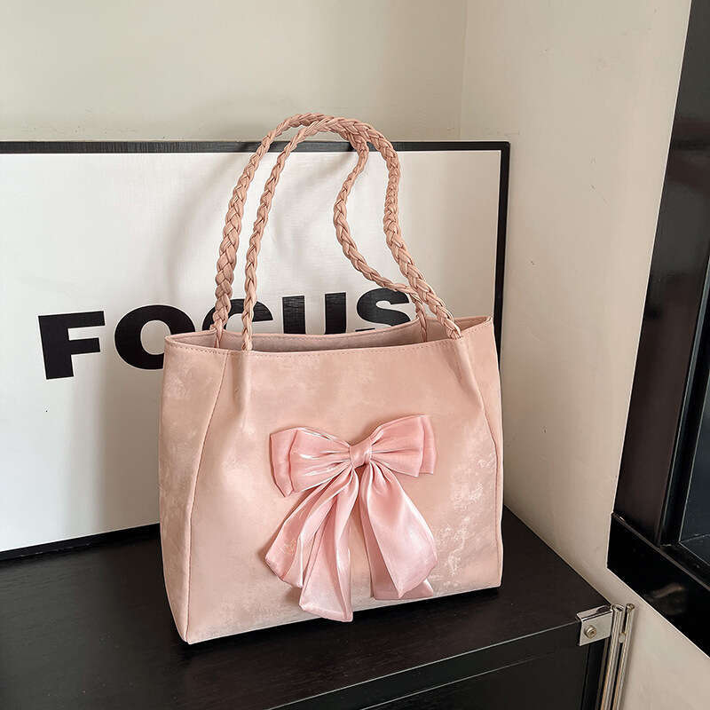 Sweet Bowknot Large Capacity Tote 2025 New Casual Relaxed Soft Commuter Handbag Free shipping Shoulder Bag