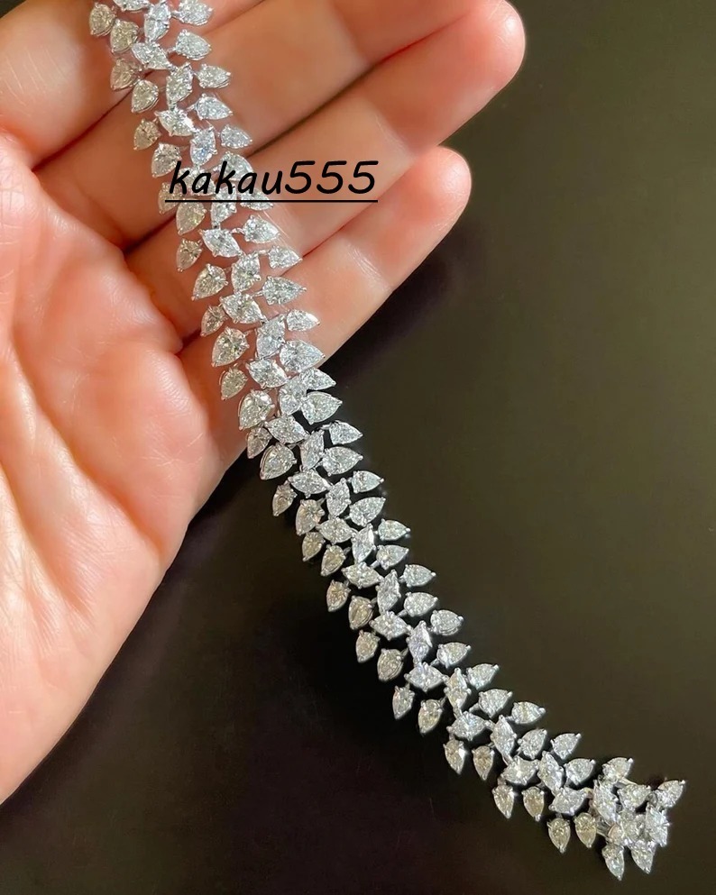 Moissanite Marquise Pear Shape Diamond Bracelet White Sterling Silver Bracelet Customized Jewelry Anniversary Gift for Her