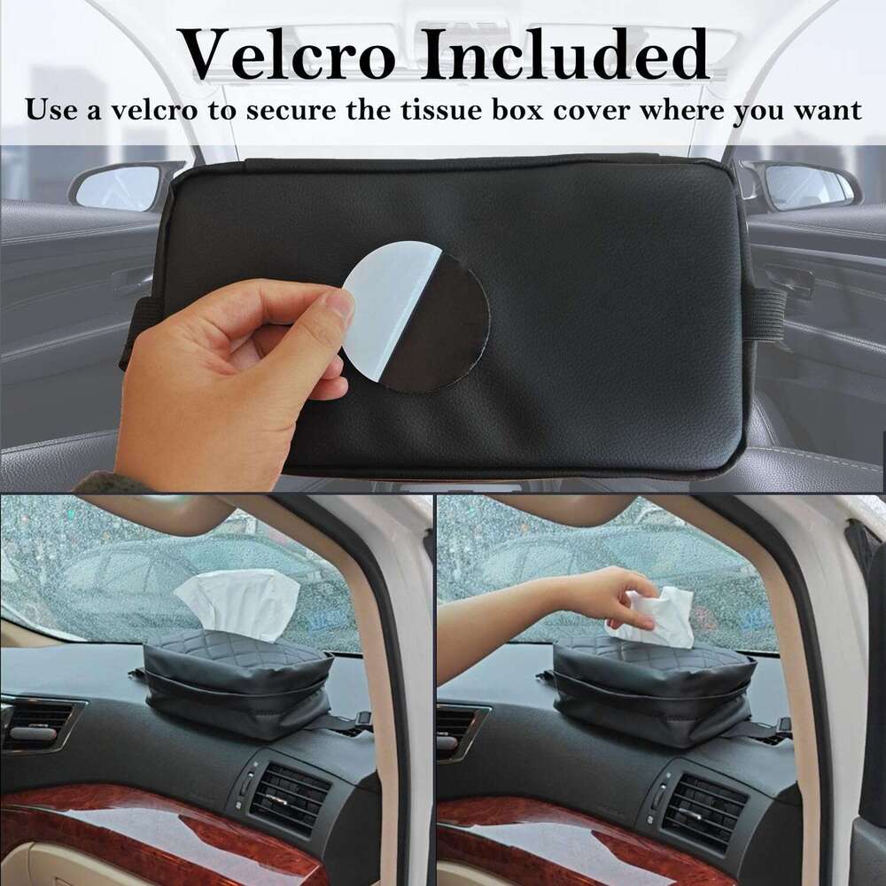 Car Tissue Holder for 120 Standard Tissue,Leather PU Tissues Box Cover for Car Backseat,Extra Large Napkin Holder Soft Rectangularfor Storage& Organiz