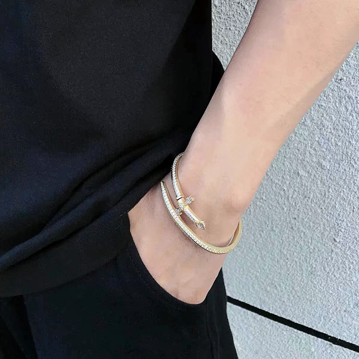 Hip Hop Iced Out Sword of Justice Bracelet Full Bling Trendy luxury Jewelry Diamond Tester Passed