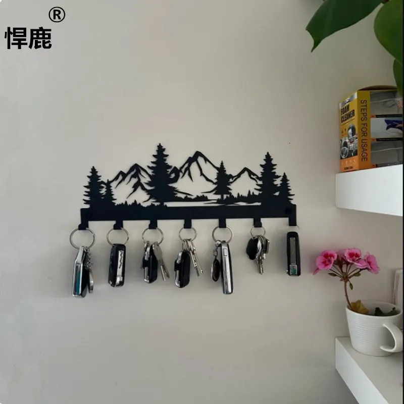 Update Metal Mounted Key Holder Wall Organizer Rack With 7 Hooks Keys Hanger Decor For Kitchen Entryway Hallway Doorway 250624