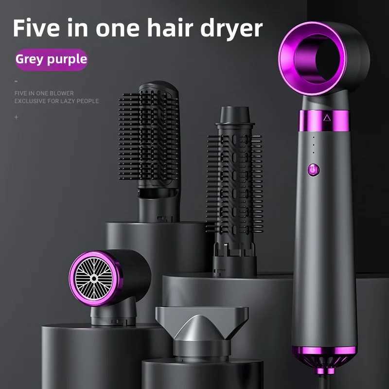 2025 Electric Hair Dryer 5in1 Multifunctional Hair Straightener Negative Ion Hair Care Curler Blow Dryer Styling Set Strong Wind O250626