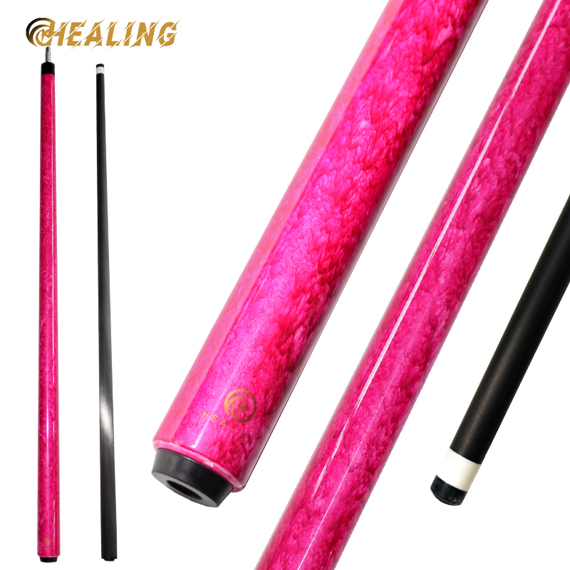 OKHEALING Quicksand Red 1/2 Split Billiard Cue Carbon Fiber Billiard Stick 12mm Pigskin Tip Radial Pin Joint Carbon fiber Cues Weight 17.6Oz Professio