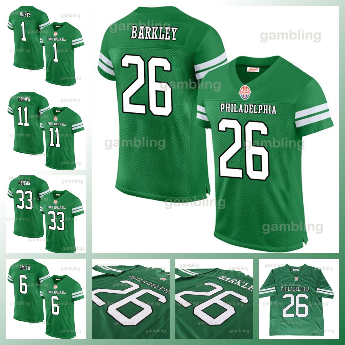 Saquon Barkley 1Hurt 11 Kelly 24 25 Custom Football Jersey Brown Carter DeVonta Smith Jason Kelce Kenny Pickett Cooper DeJean Huff Lane Johnson Mailata Goedert