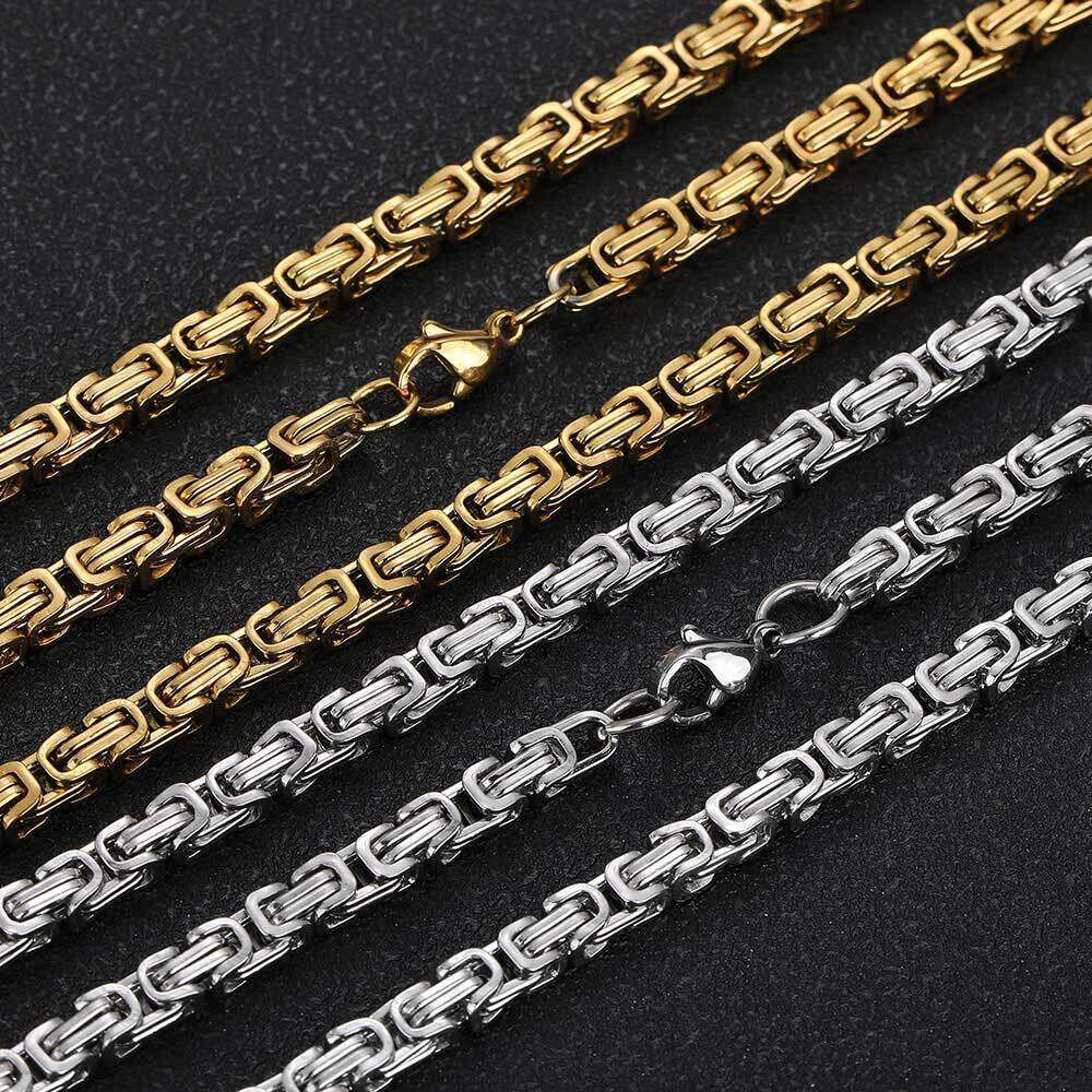 Hip Hop 4mm Stainless Emperor Chain Men's Necklace Titanium Steel Jewelry Personality Gold Bracelet Accessories 4767