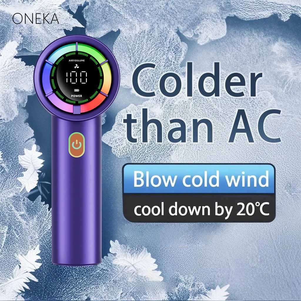 Handheld Fan 6 Speed 3000mAh Battery Personal Digital Display USB Rechargeable for Travel Outdoor School Gift Idea M250626