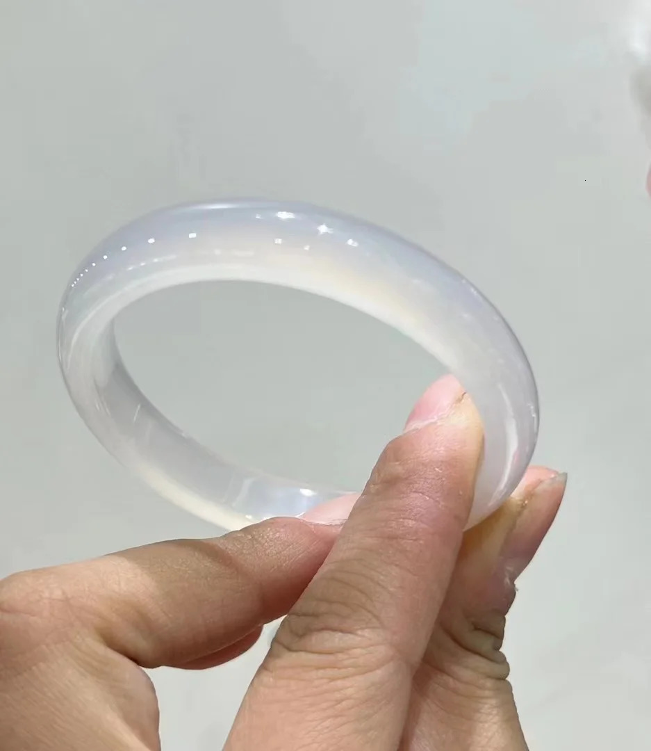 High Ice Jade Bangle Natural Pure White Chalcedony Bangle Exquisite High-end Jewelry Bracelet Decorative Accessories Crafts 250625