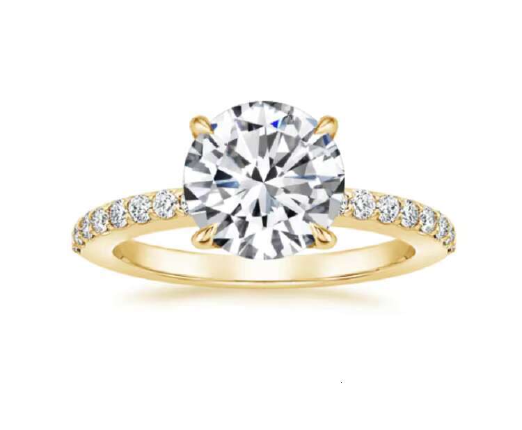 Fine Jewelry in 14K Yellow Gold Round Cut 2ct Moissanite Diamond Stone Solitaire Wedding Engagement Rings