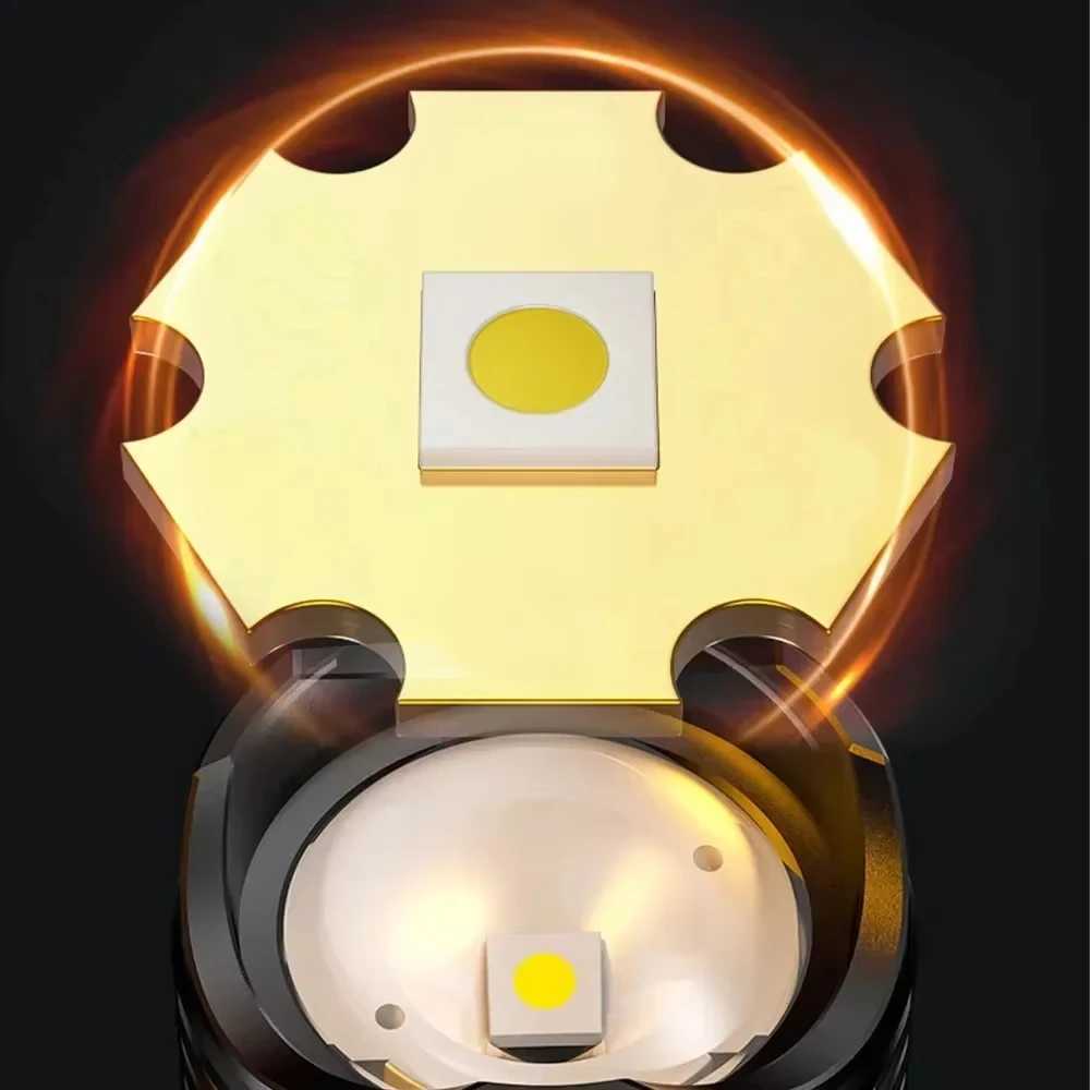 Powerful LED Flashlight Ultra Bright Tactical Light Emergency Spotlight Long Range Zoom Torch Fishing Lamp With Built-in Battery W250701