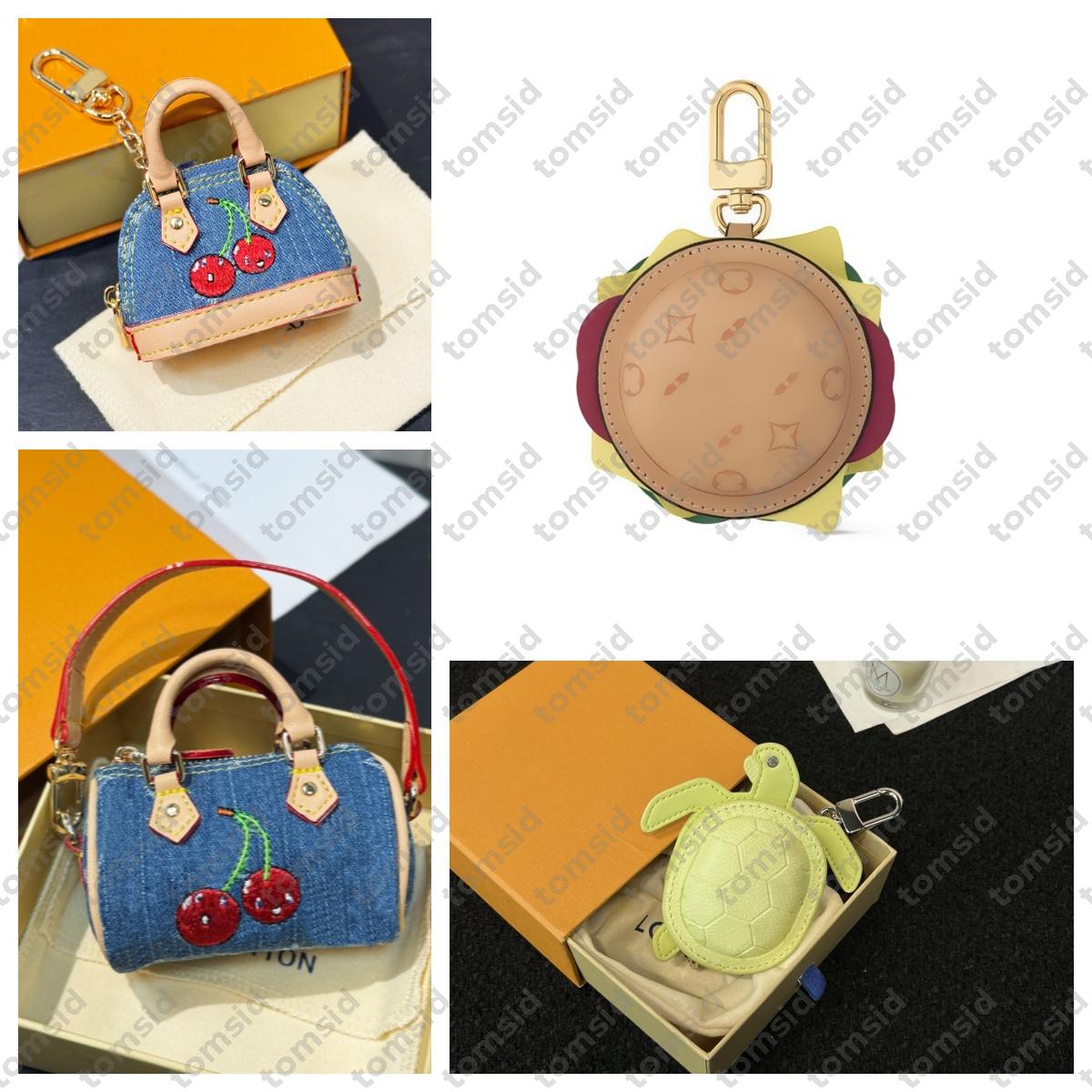 Mini Tortoise Bag Letter Keychain Wallet Cherry Denim Bag Charms Hamburger Purse Keyring Pendant Waist Bag Holder Designer Keychain Bag Detachable