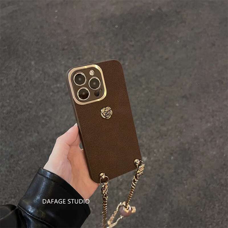Lanjia- Camellia Golden Ball Suitable For Apple 15 Pro Max Phone Case 12 13 Women Iphone 14 Crossbody 11 Trendy 3127A