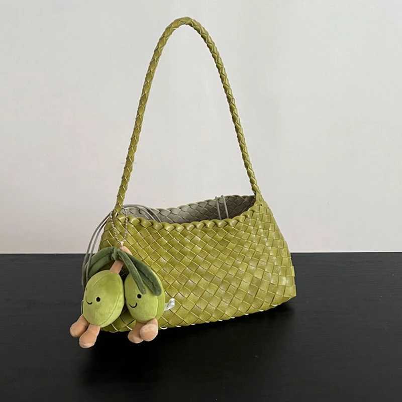 PU Hand-Woven Mens Bag Vegetable Basket Sailboat Bucket Bag Casual Shoulder Bag Y250626