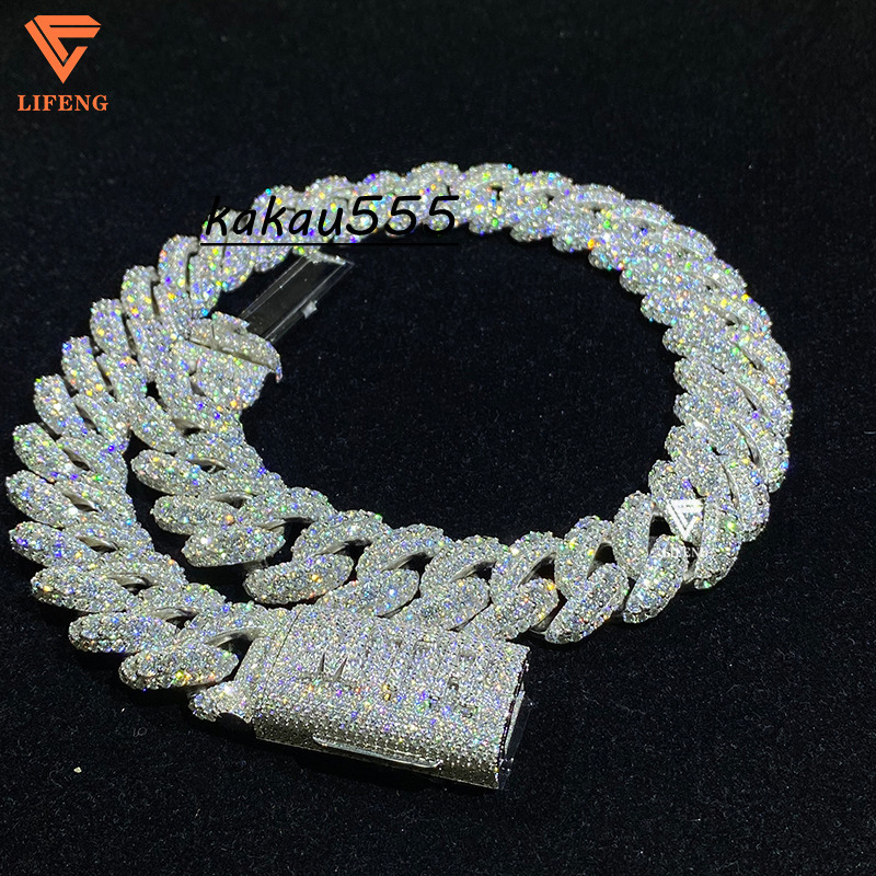 Customizable New Design Vvs Moissanite Necklace Bubble Chain Iced Out 925 Sterling Silver Big Cuban Link Chains