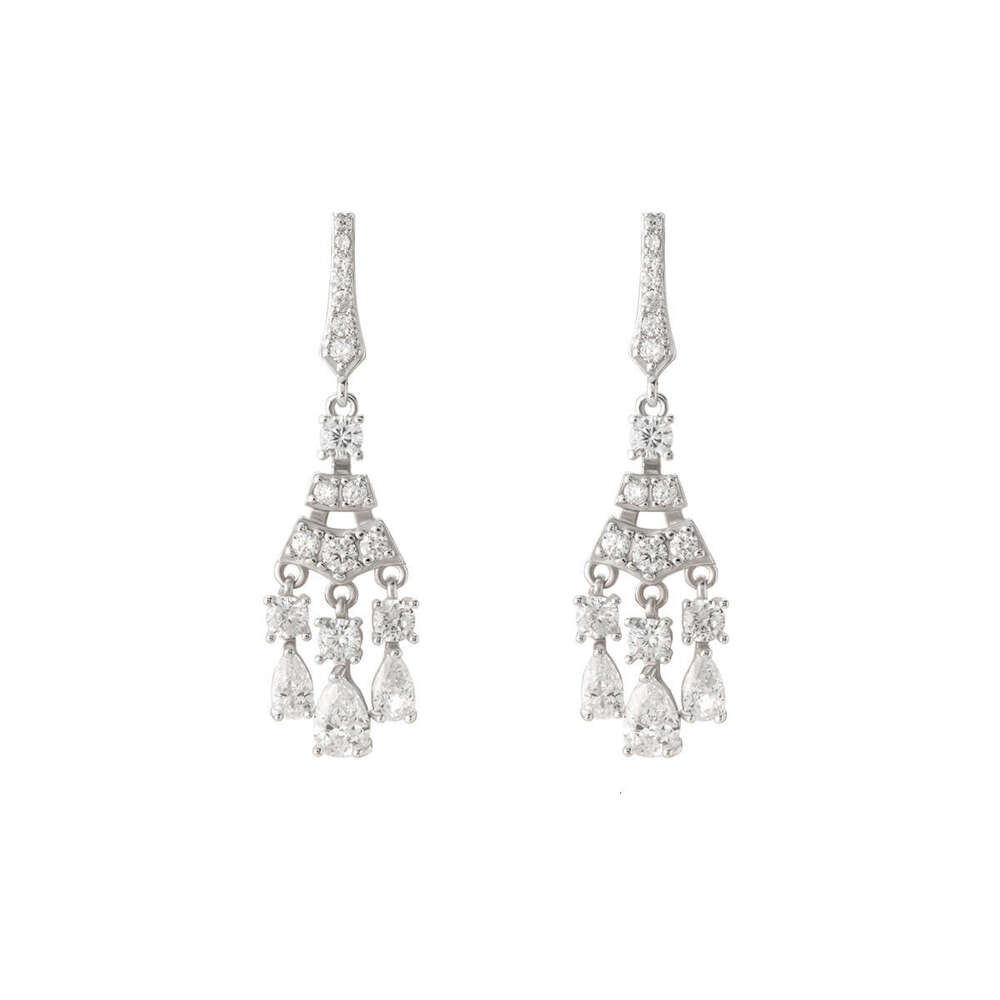 DHCollections Sier Needle Tassel Copper Inlaid Zircon Creative Women's Stud Earrings Dangle Water Drop Jewelry