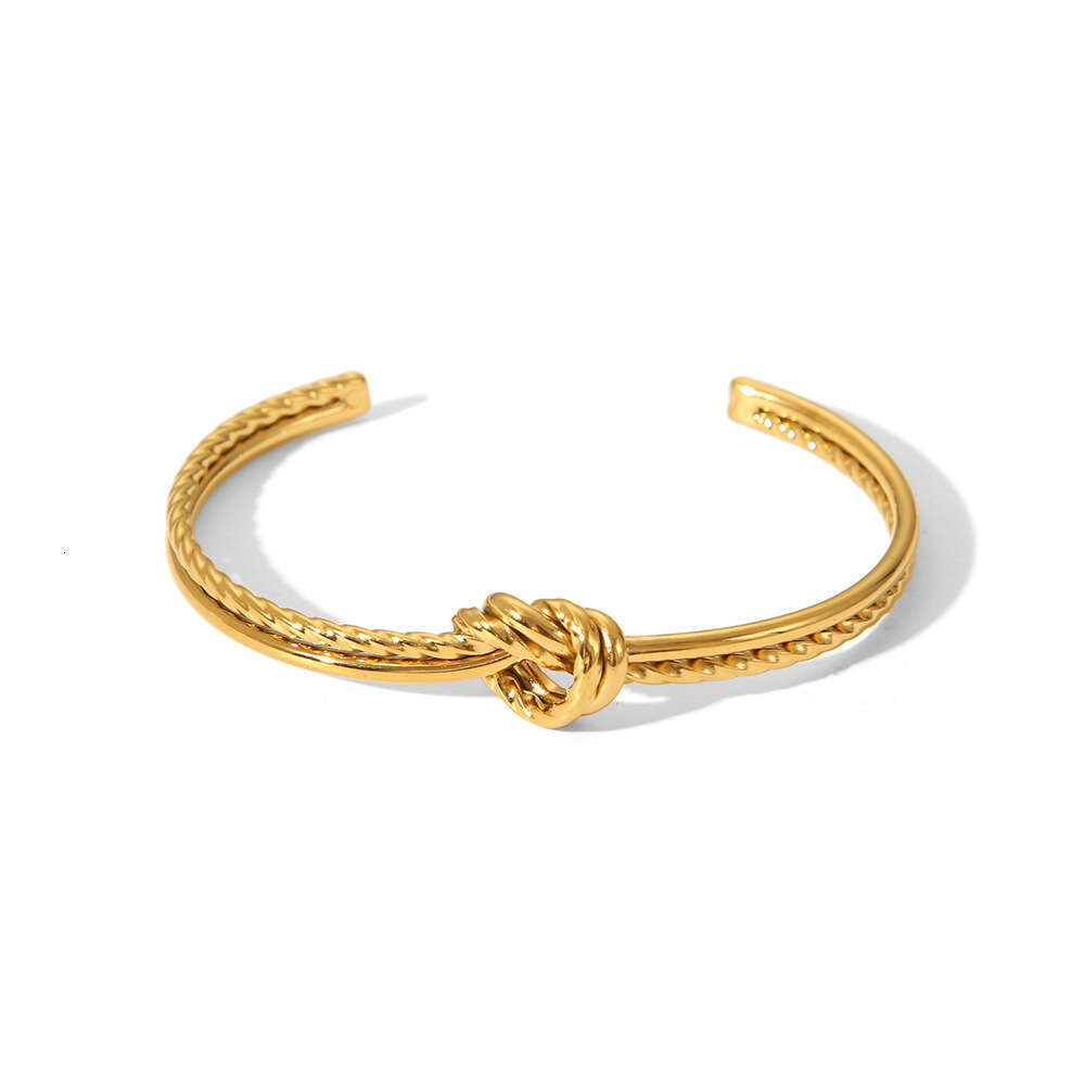 DHCollections Hot Selling Knotted Twisted Open Stainless Steel Niche Design Simple Ins Style Bracelet Jewelry