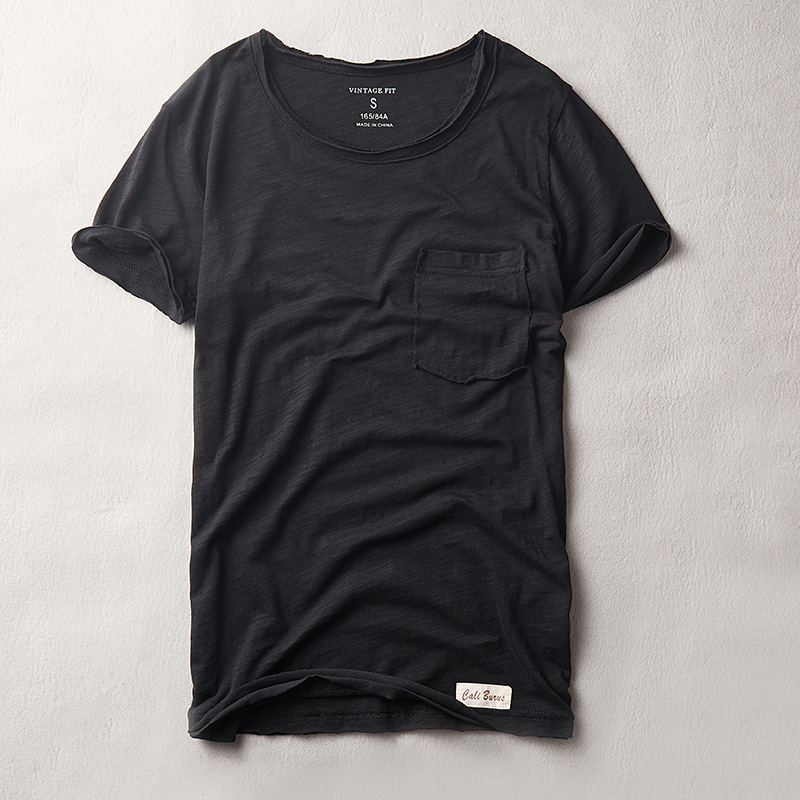 Minimalist Casual Mens Summer New Bamboo Cotton Mens T-Shirt Thin Cotton Solid Color Short Sleeve T-Shirt 210726