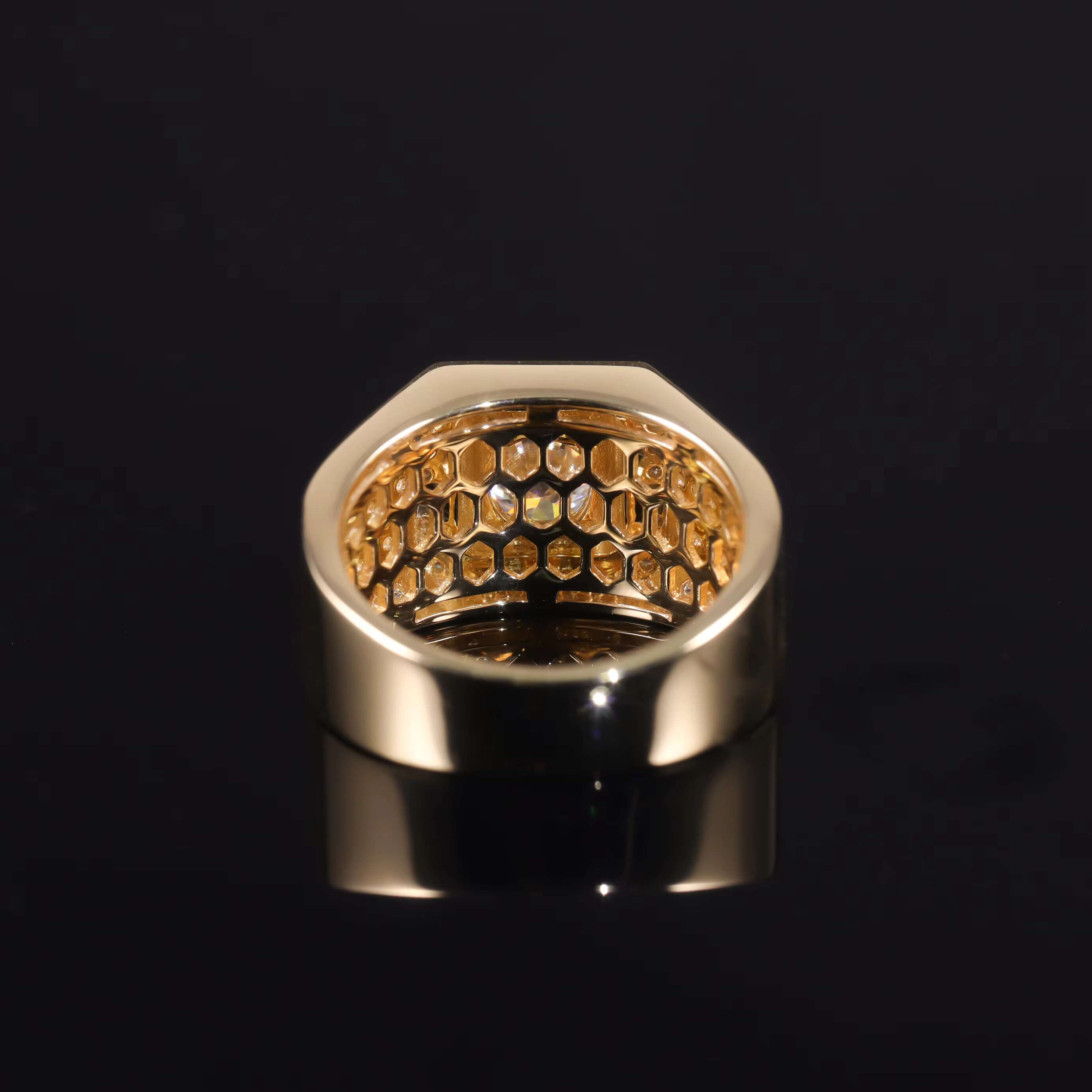 M76B Abiding Personality Women Men Luxury Square Rings 18K 14K Gold Silver Wide Shank Hip Hop Moissanite Rings Wholesale Jewelry