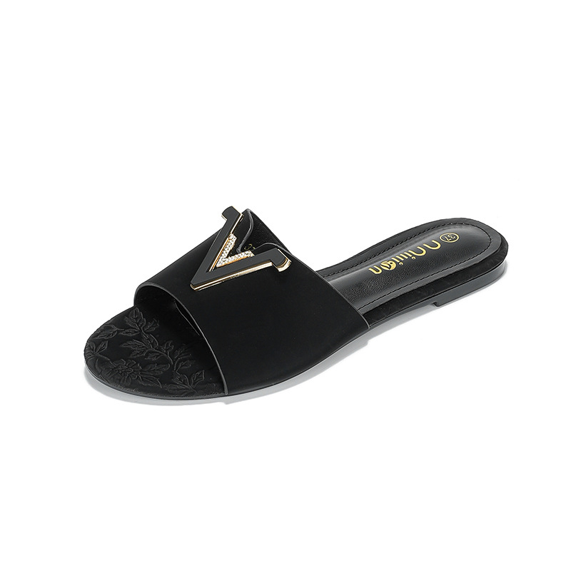 free shipping designer slippers for woman outdoor indoor casual sandals breathable fashion Flat sliders vintage classic trainers beach shoes black pin