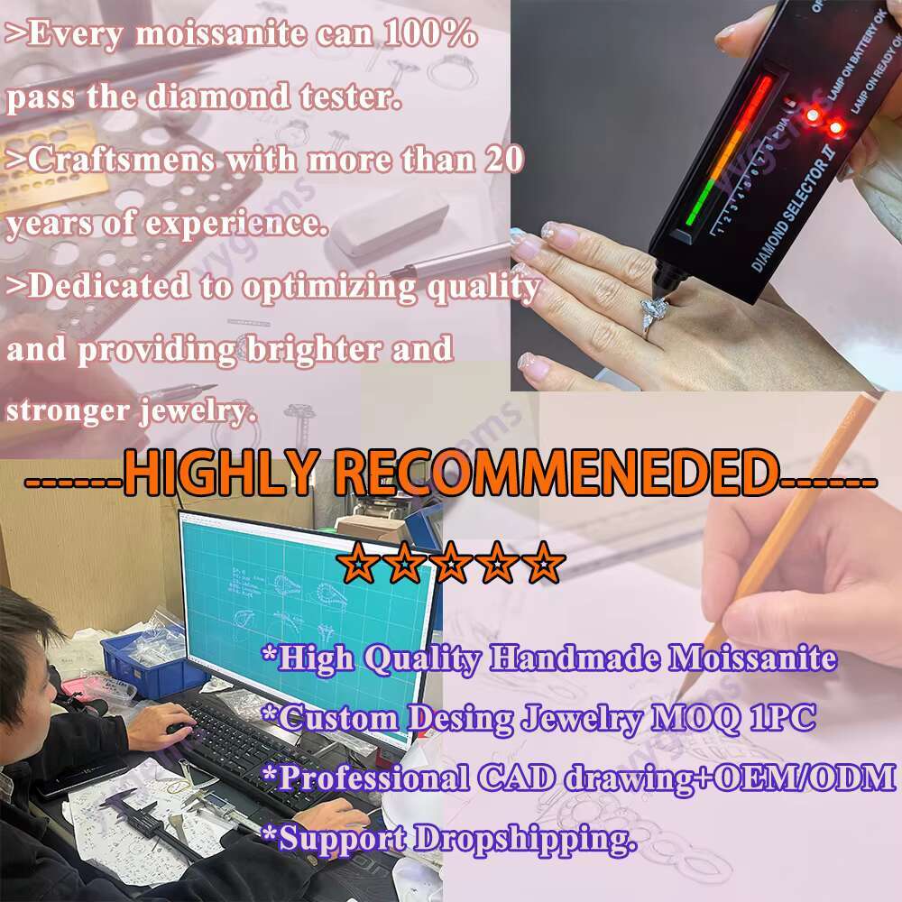 New Fashion 925 Solid Silver Gold Plated Moissanite Ring Four Leaf Clover Ring VVS Moissanite Engagement Ring for Women