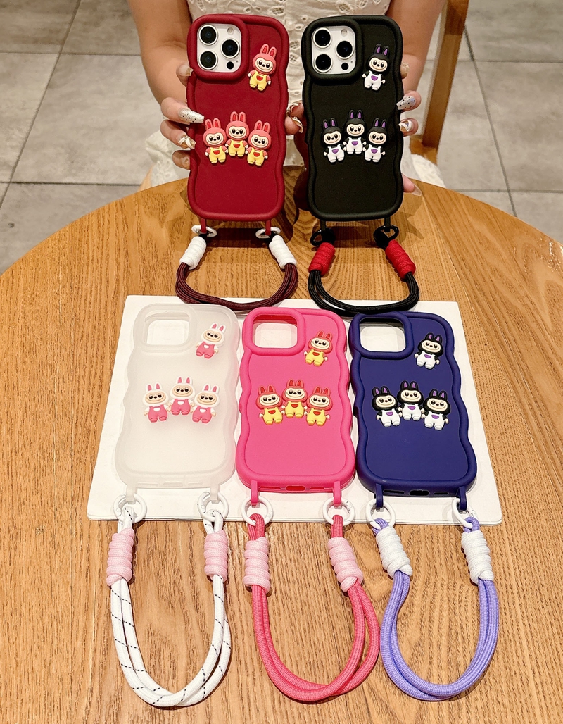 3D Labubu Doll Soft TPU Cases For Iphone 17 Air 16 15 14 Pro Max 13 Samsung S25 Ultra S24 Luxury Fashion Cute Lovely Cartoon Wave Phone Back Skin Cove
