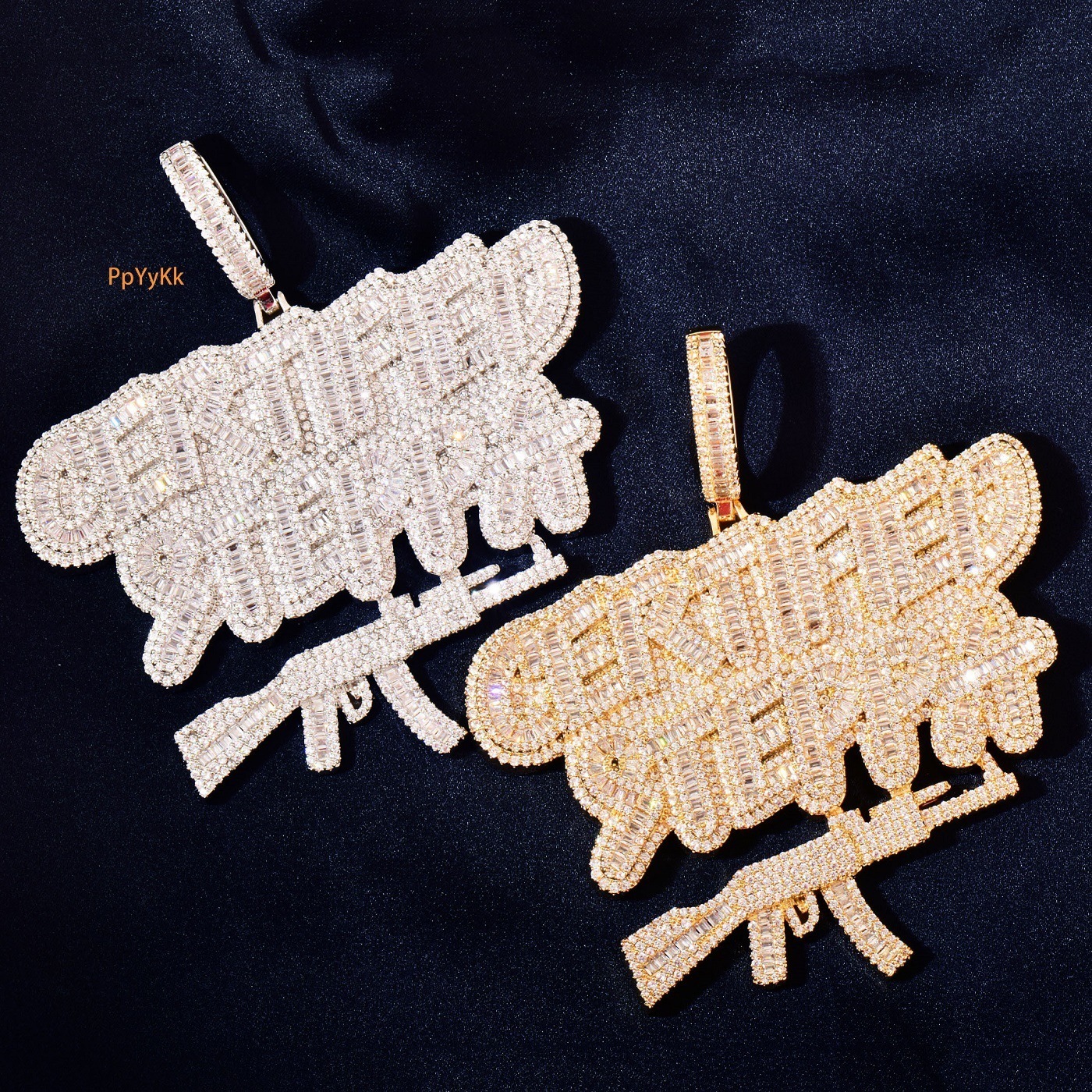 Luxury VVS Moissanite New Iced Out Letter AK47 Rifle Diamond Studded Hip Hop Pendant Necklace Ultra Individual Accessory Pass the Diamond Tester