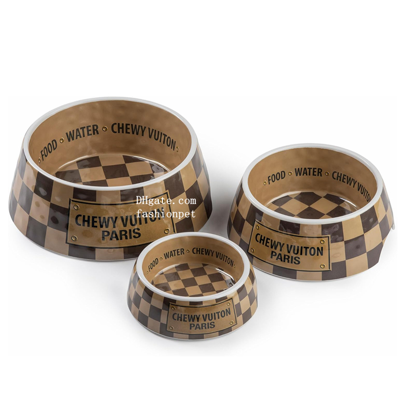 Lanjia Designer Bowl And Placemat Pet Food Water Bowls Melamine Non Slip Skid Proof Heavy Duty For Small Medium Large Dogs Cats Puppies Style Brown J 