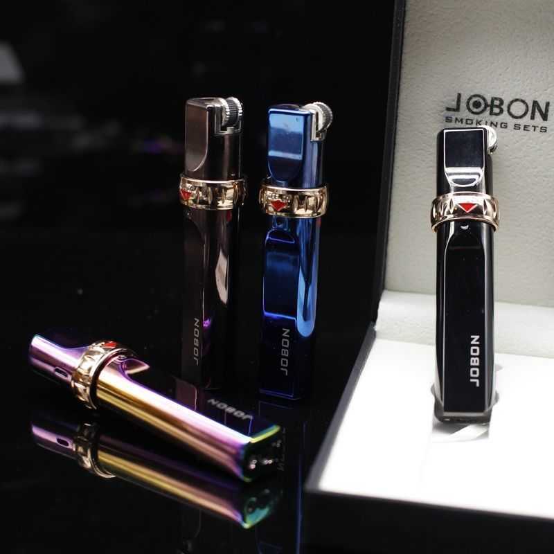 jobon Zhongbang Lighter Creative windproof personalized grinding wheel metal blue flame inflatable lighter High-end gift