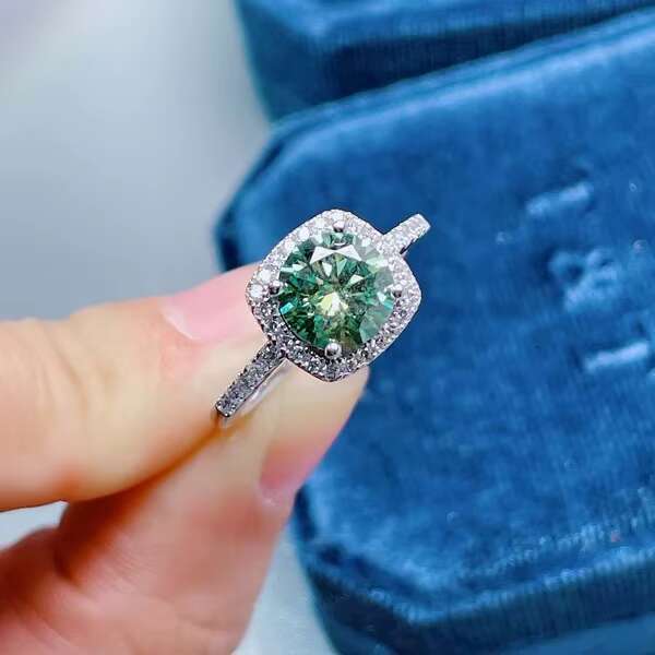 Wholesale High Quality 925 Sterling Silver Wedding Engagement Rings Set Cut Green Round Cut IGI Certified for Womens Party