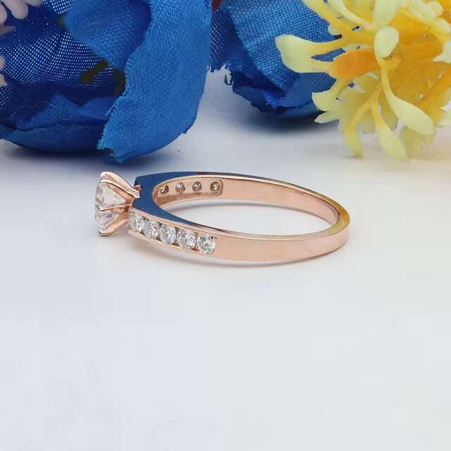 14k Rose Gold Round Cut Lab Grown Diamond Ring Minimal Diamond Ring Gold Promise Ring Vintage Style Ring