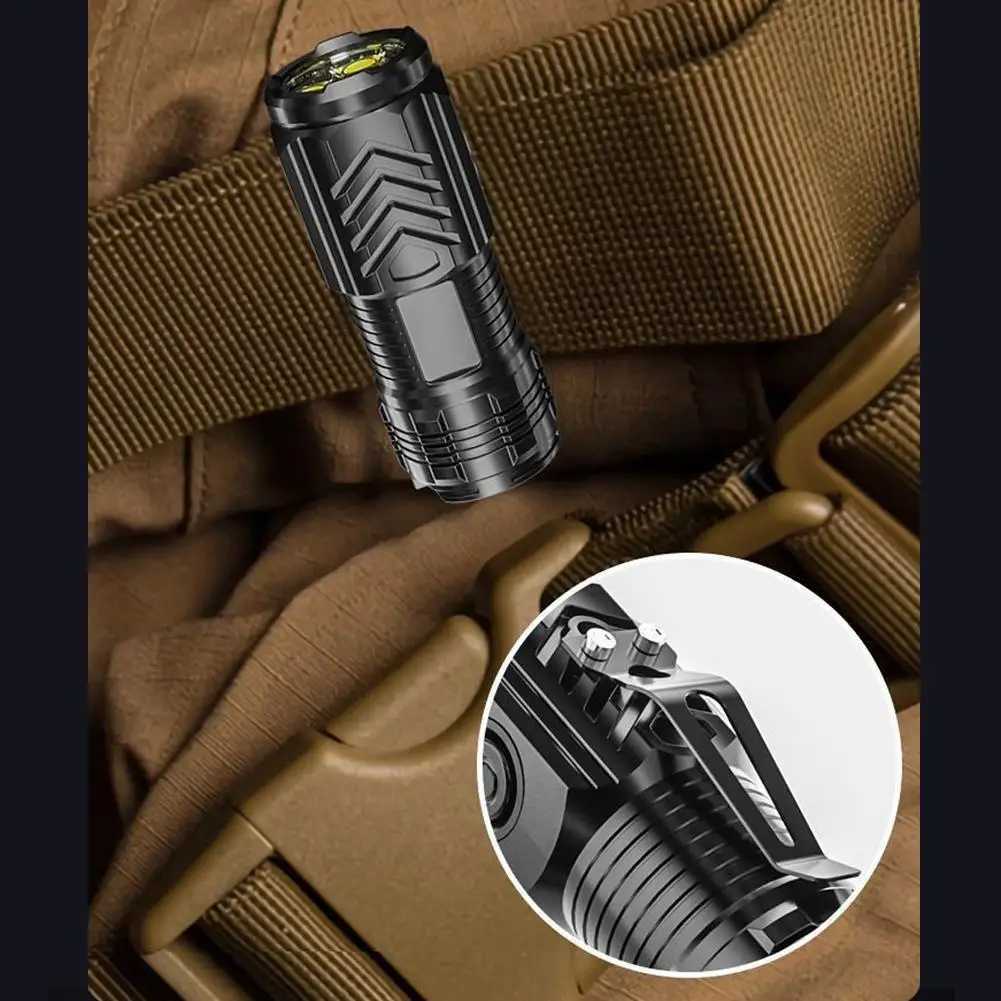 Powerful 3LED Super Bright Flashlight Portable Mini Burst Flash Torch Rechargeable Emergency Spotlight with Pen Clip Tail Magnet W250701