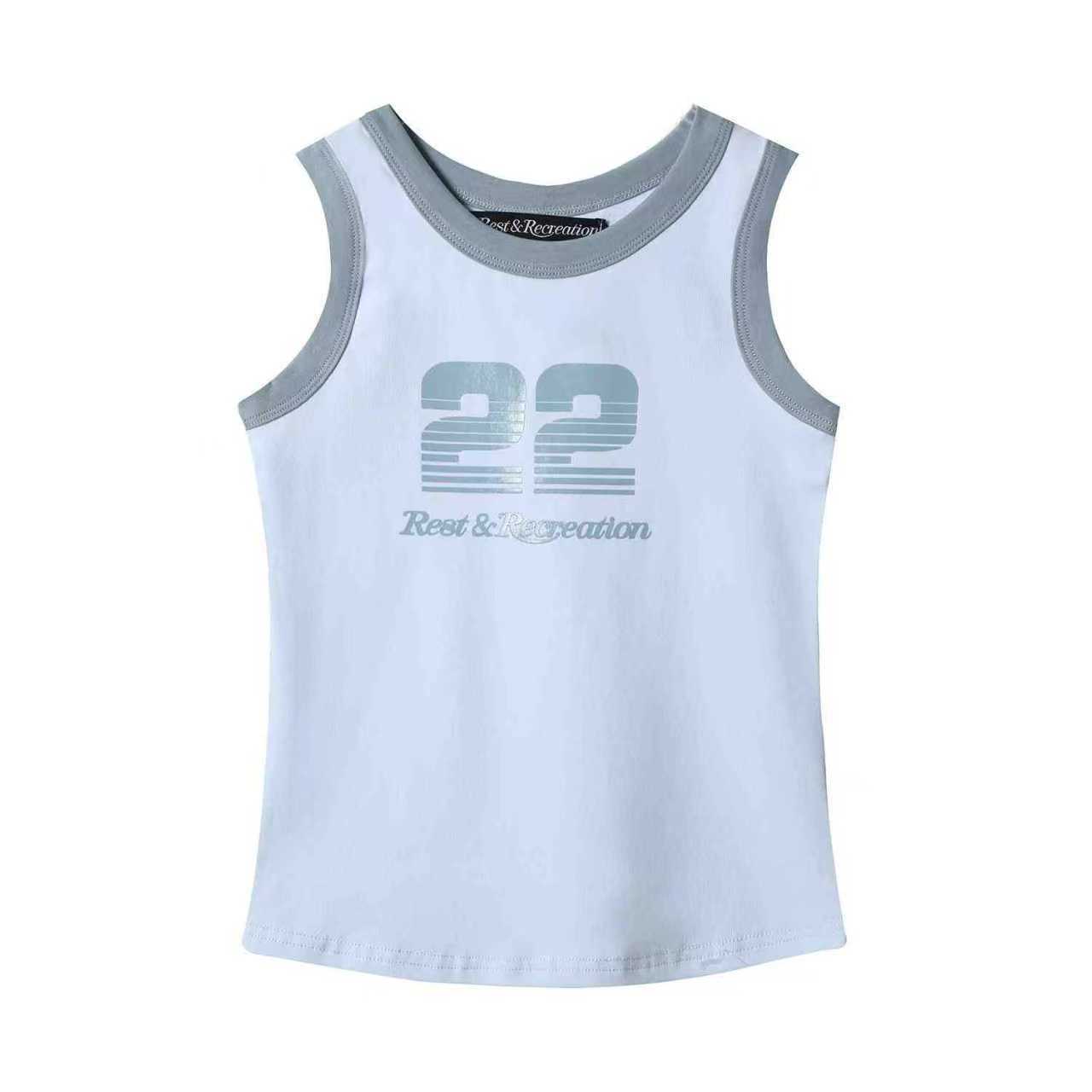 Res's Contrast Number 22 Printed Bottom Layer Vest American Hottie Pretty Girl Vintage Busty Short Sleeve Crew Neck T-Shirt L250626
