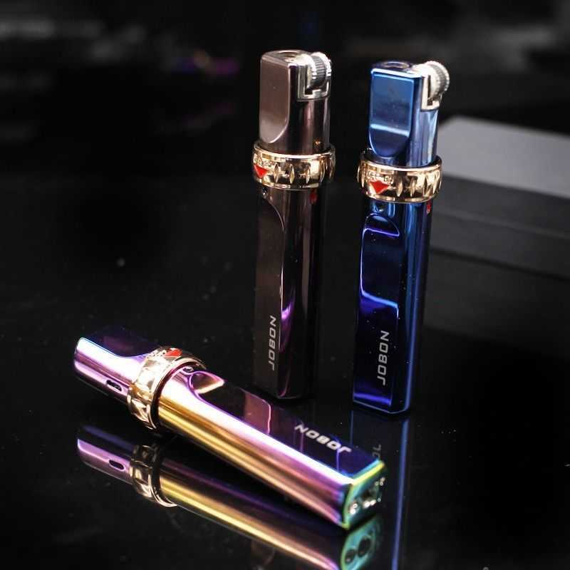 jobon Zhongbang Lighter Creative windproof personalized grinding wheel metal blue flame inflatable lighter High-end gift