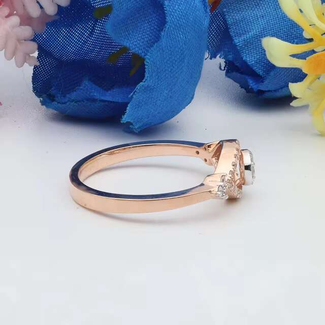 Lab Grown Diamond Minimal Ring14k Rose Gold Protection Ring Good Luck Symbol Diamond Ring Third Eye Everyday Ring