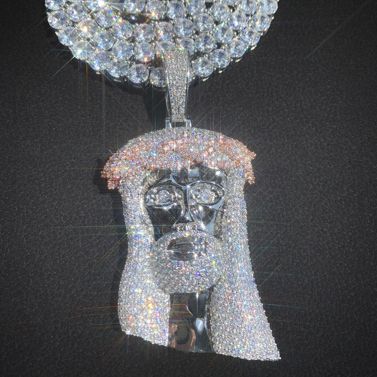 Luxury VVS Moissanite Iced Out Hip Hop Jesus Thorn Vine Pendant Men's Streetwear Edgy Trendy Bling Necklace Jewelry Passes the diamond tester