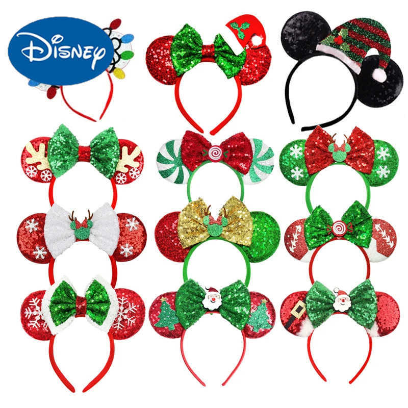 Disney Christmas Mickey Mouse Ears Headbands Festival Carnival Party Hair Headwear For Baby Girls Women Headband Kids Accessories W250625